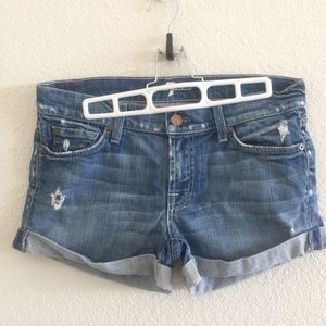 7 for all Mankind Denim Shorts, Rolled Hem, 28